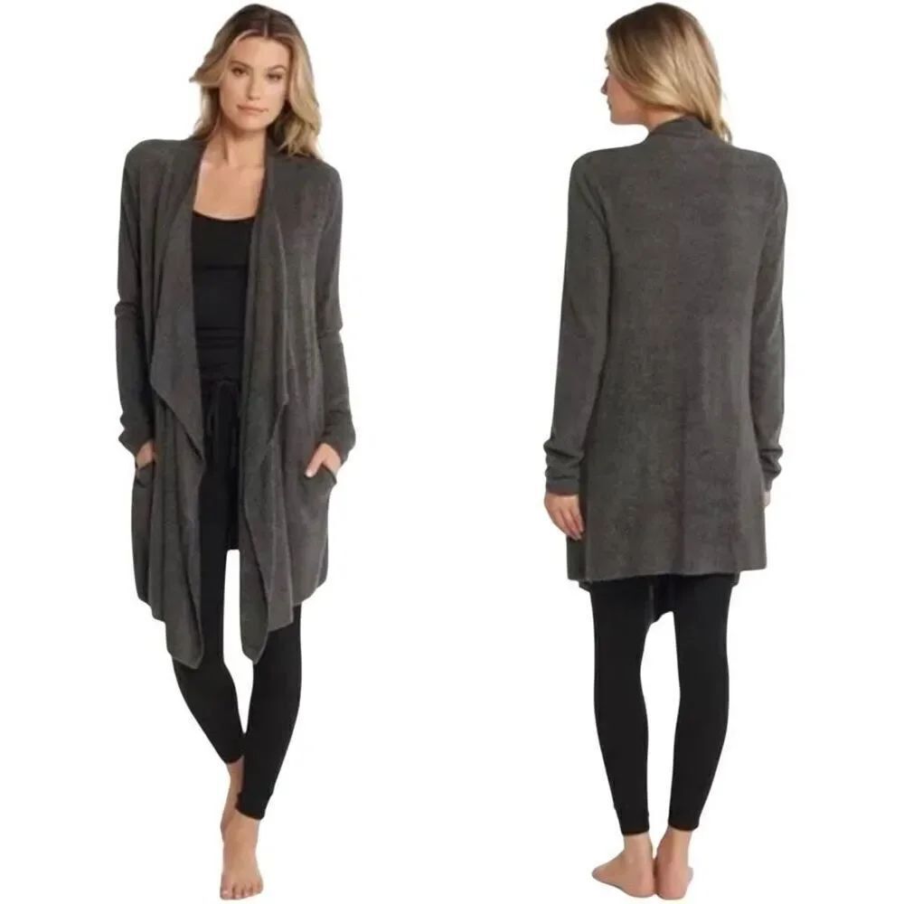 Barefoot Dreams taupe cozychic lite island wrap cardigan size XXS/XS